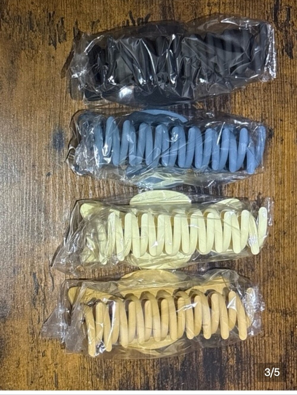 Set of 4 To Large Hair Claw Clips - Black, Blue, Cream, Tan